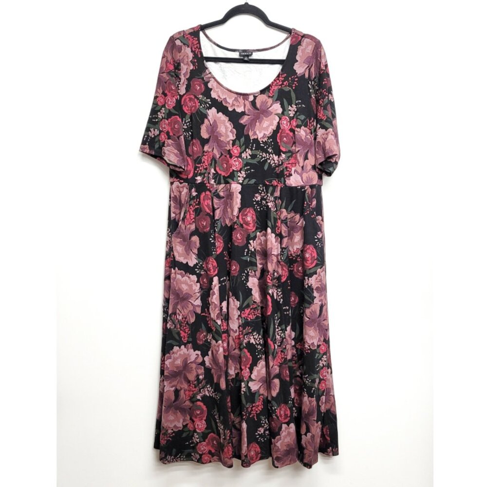 Black Floral Midi Dress with Scoop Neck - Picture 6 of 11